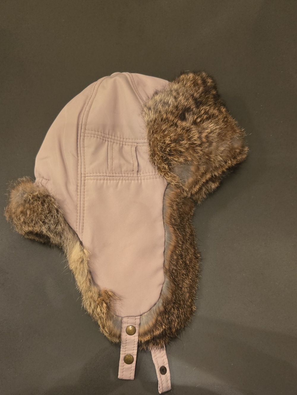 Beige Fur Hat With Real Rabbit Fur